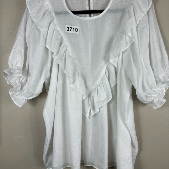 Mustard seed white medium p2p 23-1/2 length 26-1/2 balloon sleeves like new - Picture 1 of 8